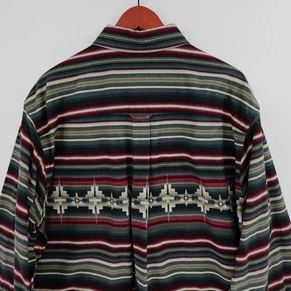 Woolrich Tribal Flannel Shirt Mens XL Multi-Color Striped Aztec Southwestern - Picture 5 of 16
